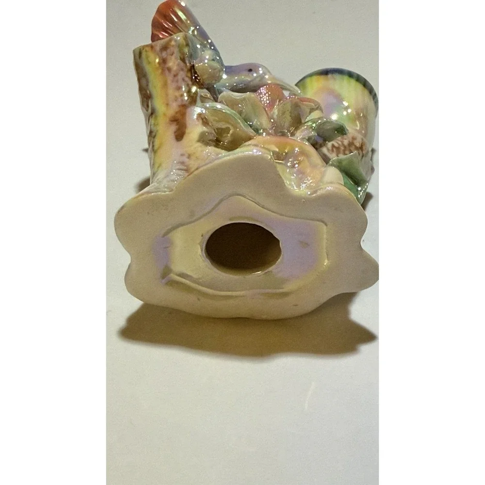 Vintage Iridescent Luster Hummingbird Candleholder
